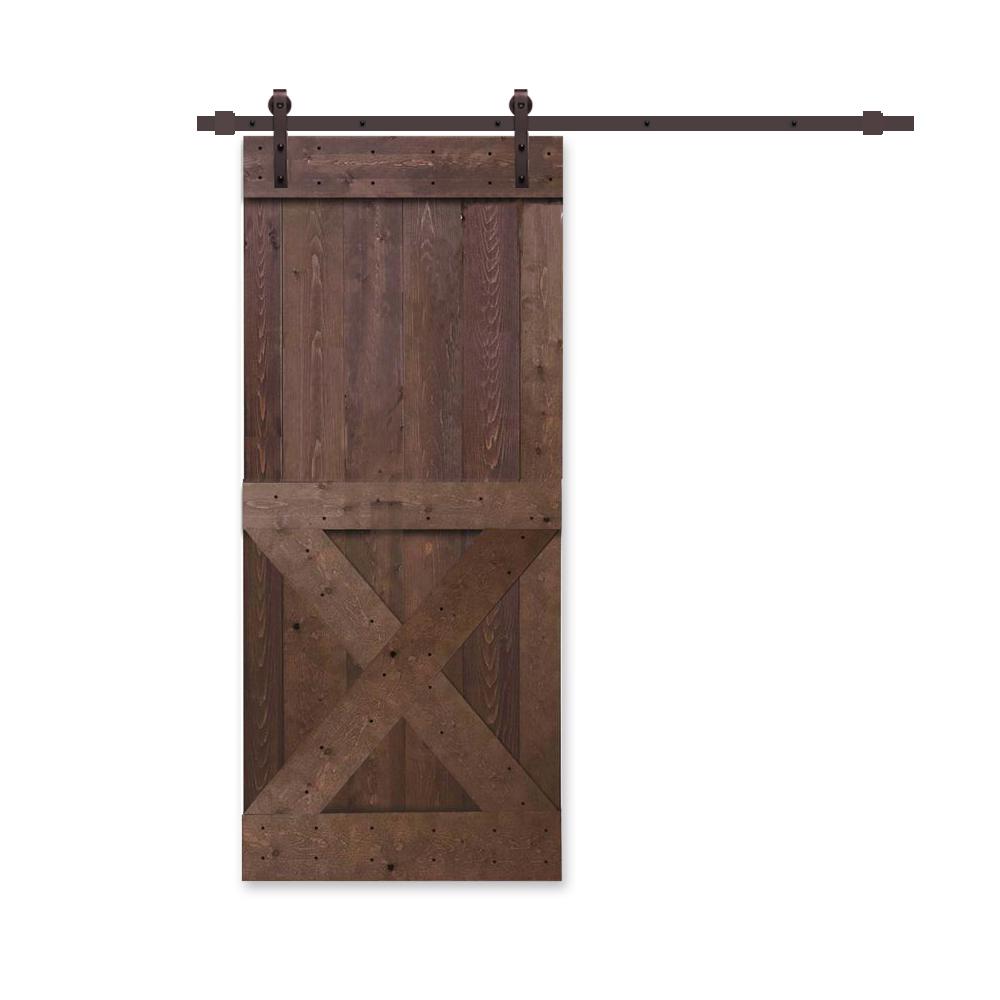 Home Fashion Technologies 42 In X 84 In Board And Batten Composite Pvc Hickory Split Sliding Barn Door With Hardware Kit 8504284020 The Home Depot