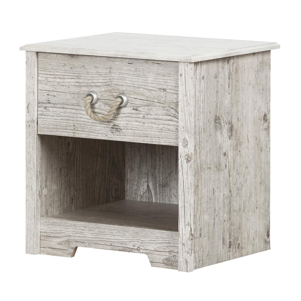 South Shore Aviron 1 Drawer Seaside Pine Nightstand 11891 The Home Depot