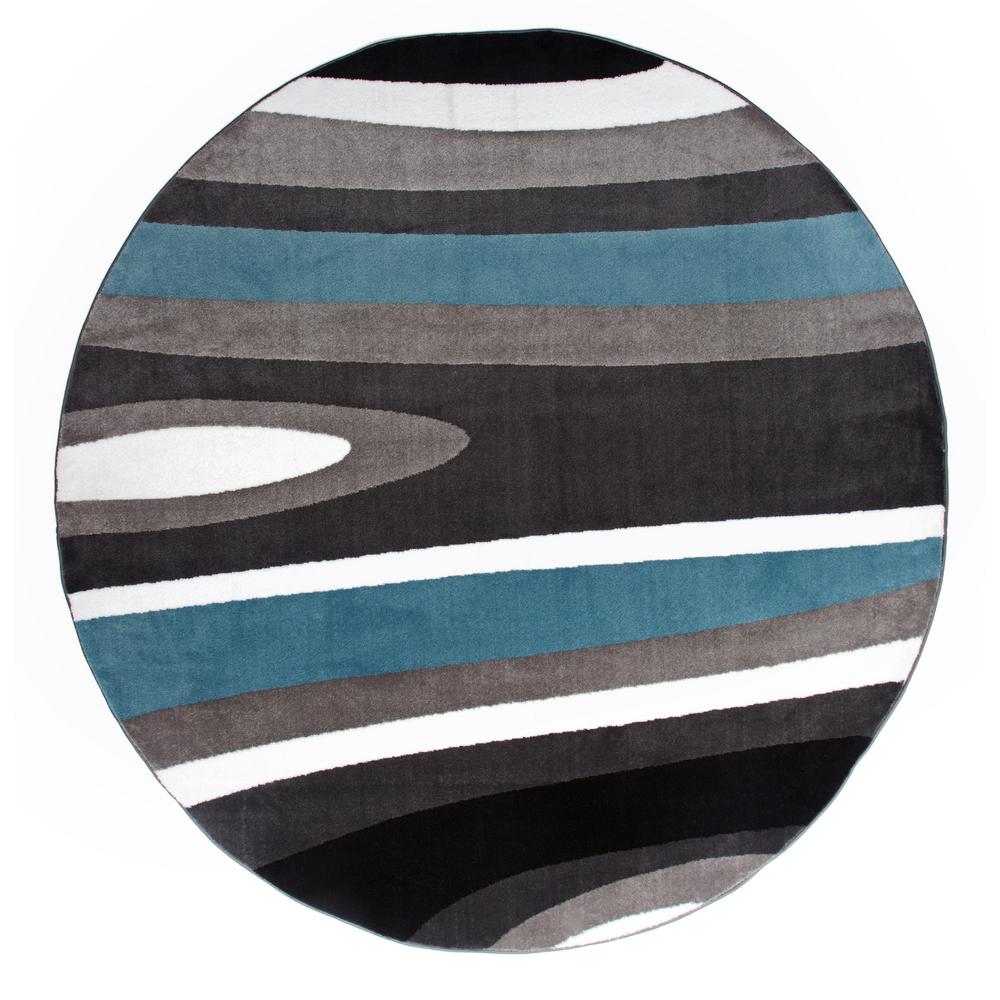 Abstract Contemporary Modern Blue Indoor Round Area Rug 6'6"Round110