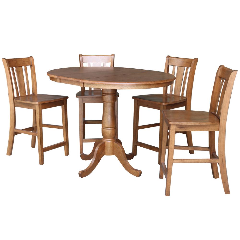 International Concepts Distressed Oak 48 in. Oval Dining Table with 4