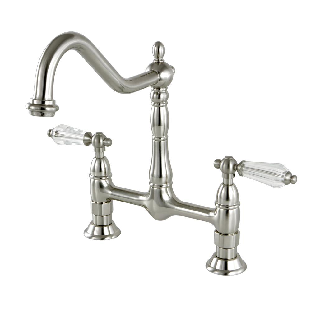 Kingston Brass Victorian Crystal 2 Handle Bridge Kitchen Faucet