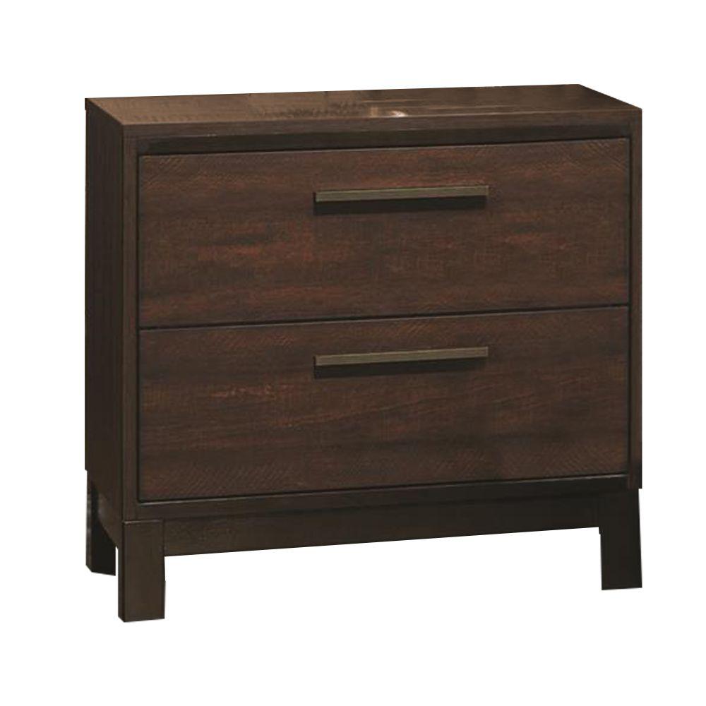 Benjara 2Drawer White Wooden Nightstand 16 in. L x 22 in. W x 24 in. H