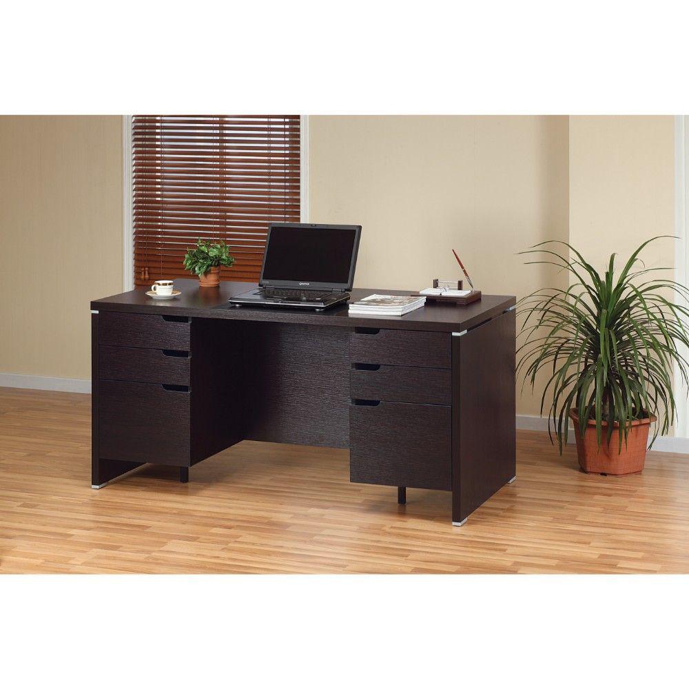 Benjara Contemporary Style Dark Brown Desk With 2 Locking File