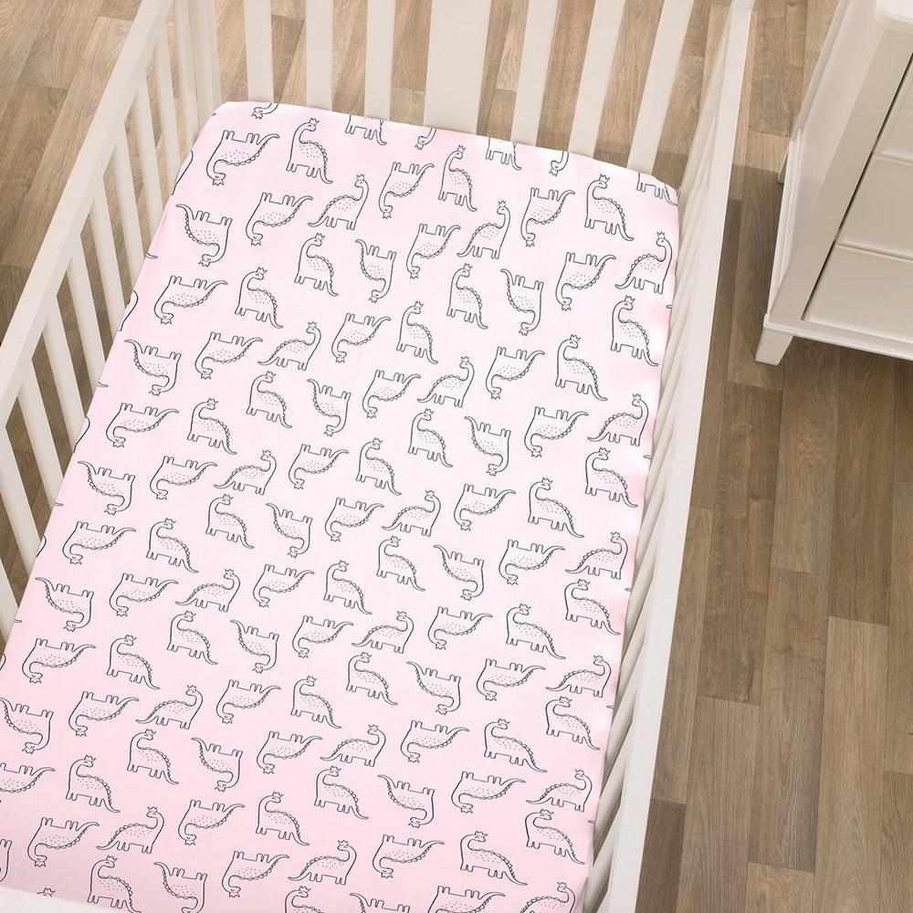 pink dinosaur crib bedding