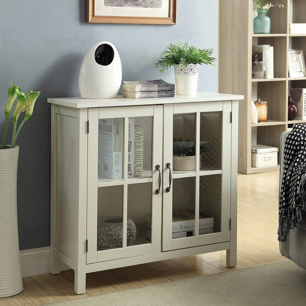 Usl Olivia White Accent Cabinet And 2 Gl Doors Sk19087c2 Pw The Home Depot Usl Olivia White Accent Cabinet And 2