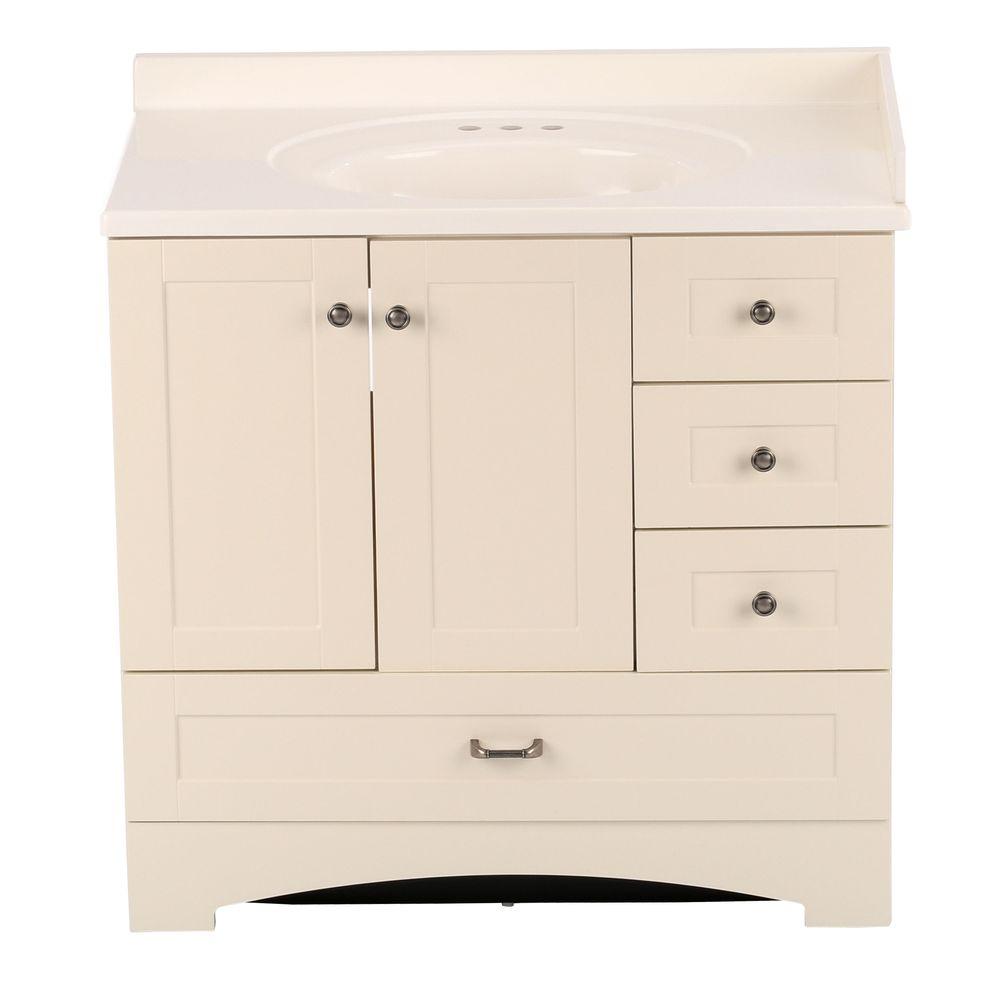 St. Paul 36 in. Manchester Vanity in Vanilla with 37 in ...