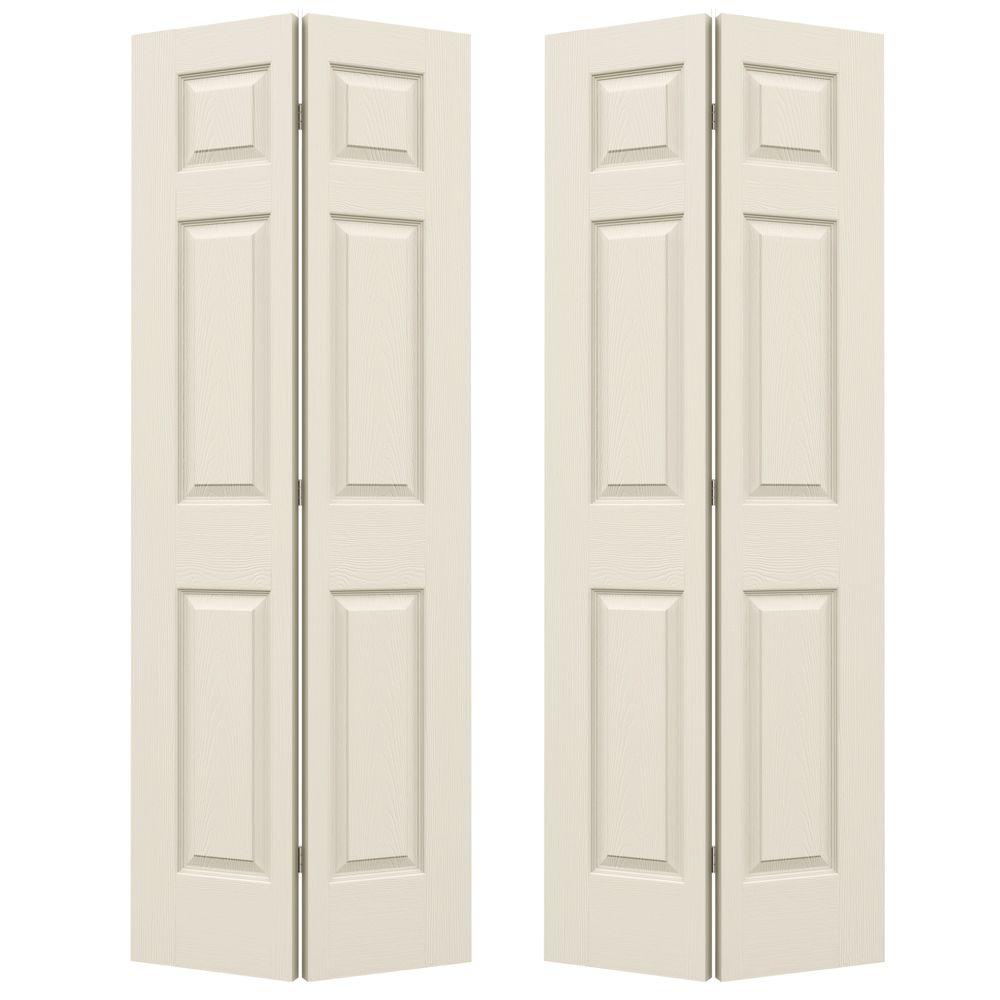 Jeld Wen 60 In X 80 In Colonist Primed Textured Molded Composite Mdf Closet Bi Fold Double Door