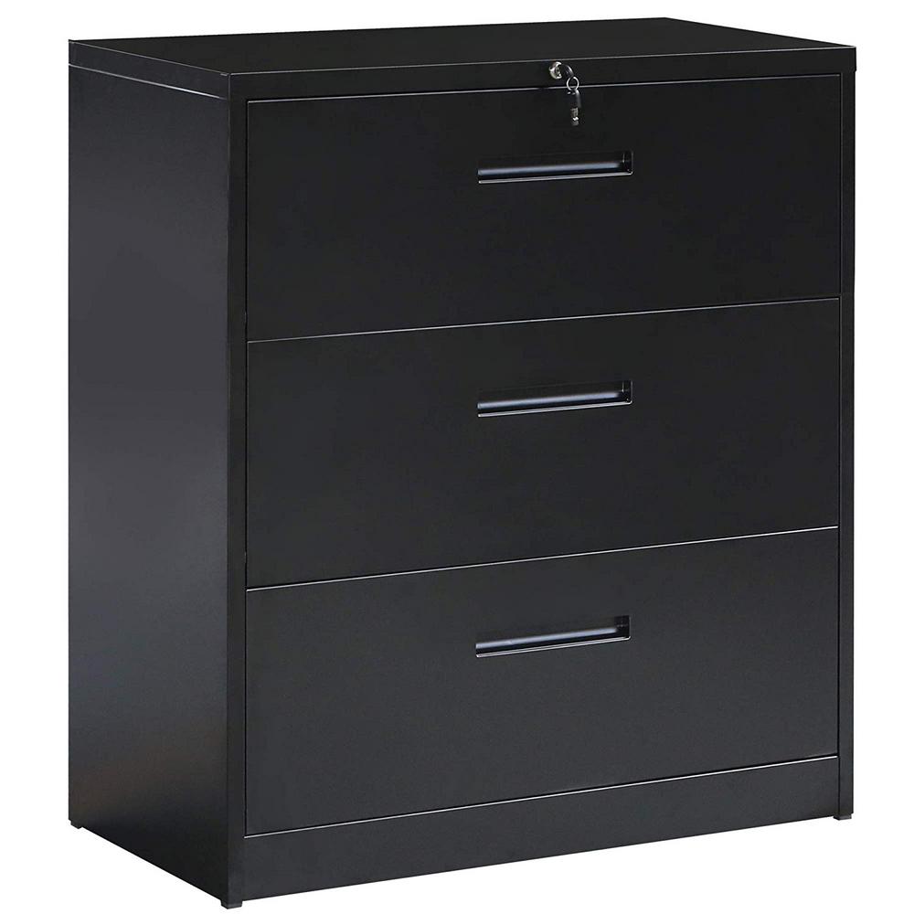 Merax Black Lockable Heavy Duty Lateral File Cabinet With 2