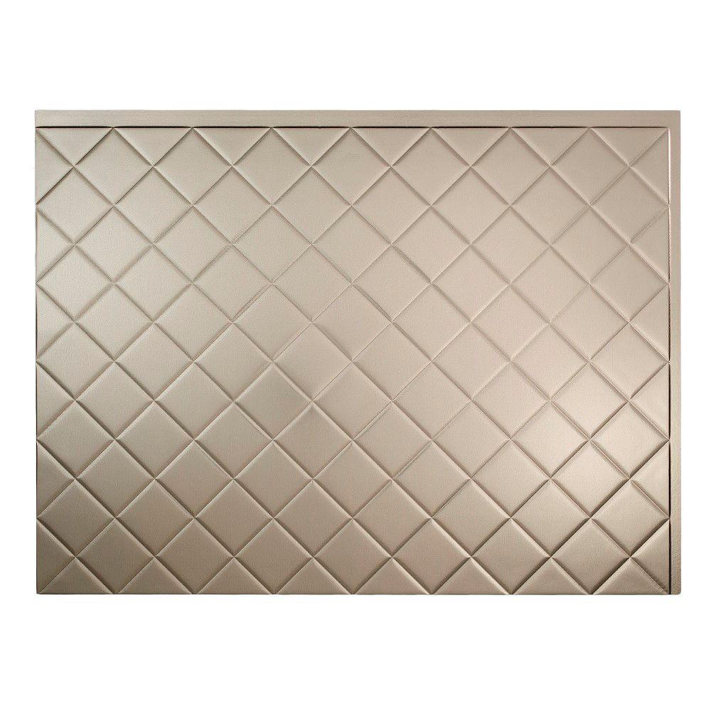 Fasade Quilted 18.25 in. x 24.25 in. Vinyl Backsplash Panel in Brushed