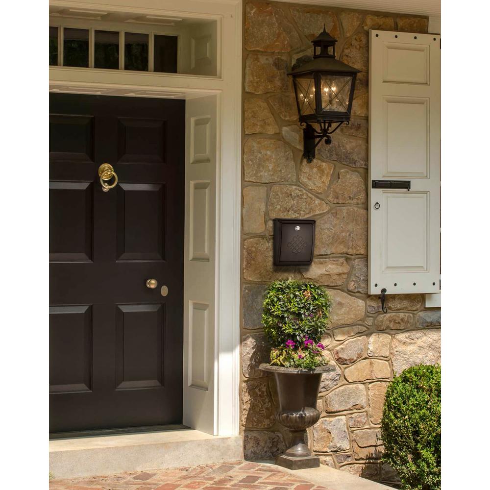 Architectural Mailboxes 2697B Bordeaux Locking Black Wall Mount Mailbox Small
