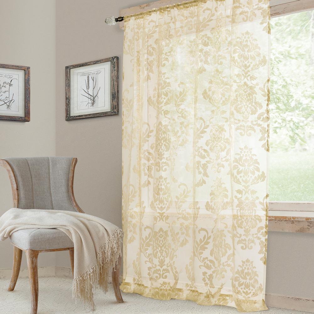 Elrene Valentina Sheer Ivory Single Window Curtain Panel 52 In Sheer Ivory Single Window Curtain Panel