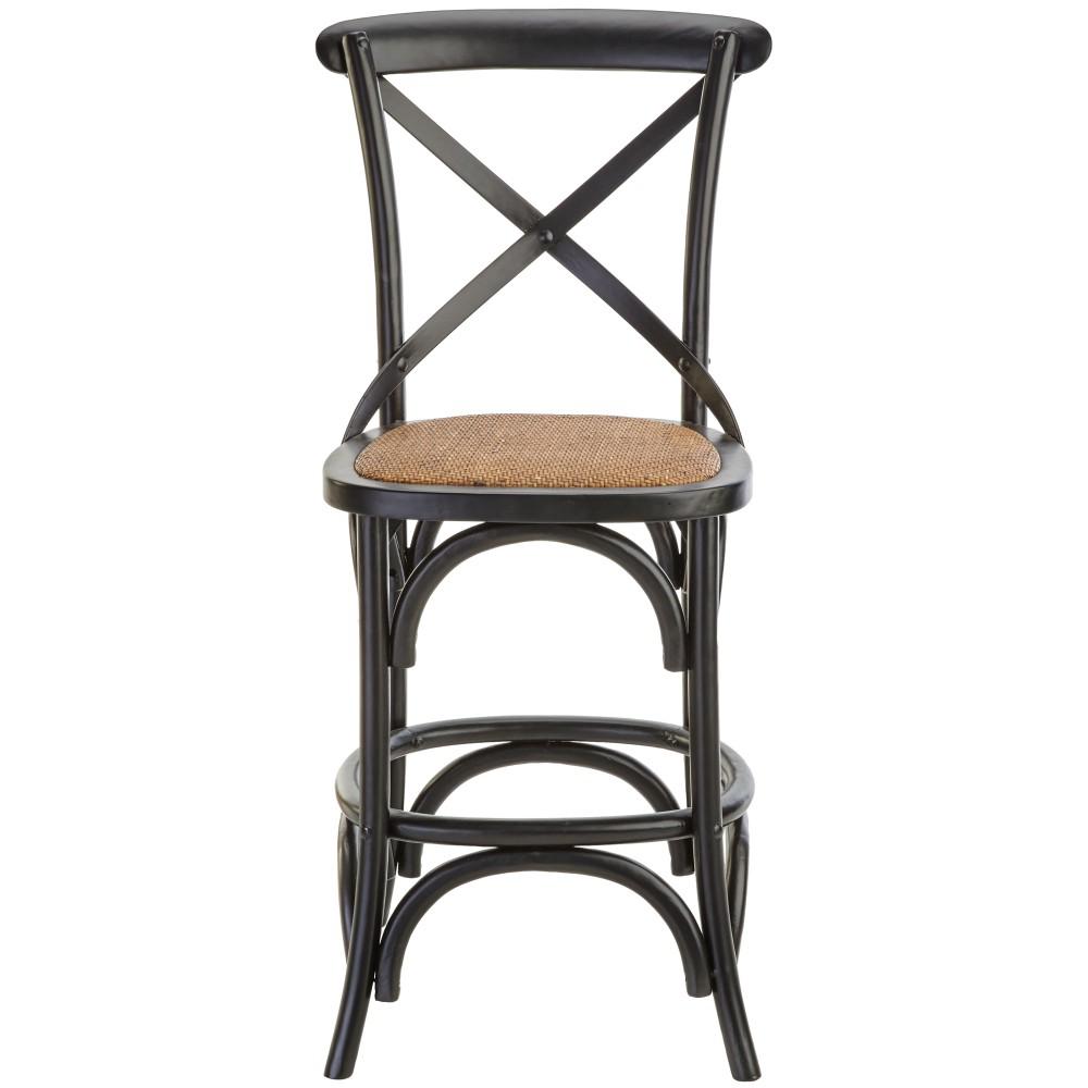 Bar Stool Full Back Wicker Stools Kitchen Dining Room Black Counter Stool With Back And Cane Seat