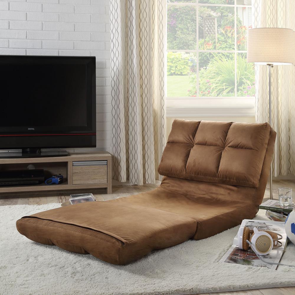 Loungie Microsuede Brown Flip Floor Chair Convertible