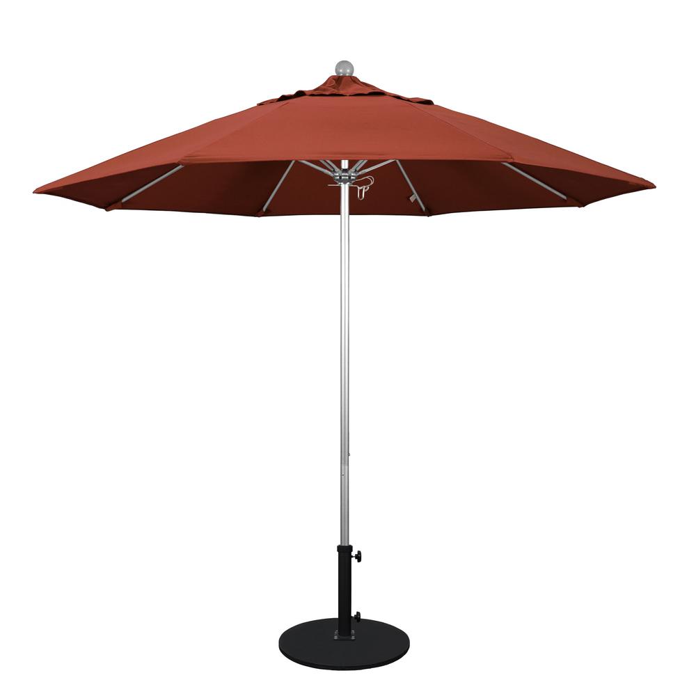 California Umbrella 9 ft. Silver Anodized Aluminum Market Patio Umbrella with Fiberglass Ribs