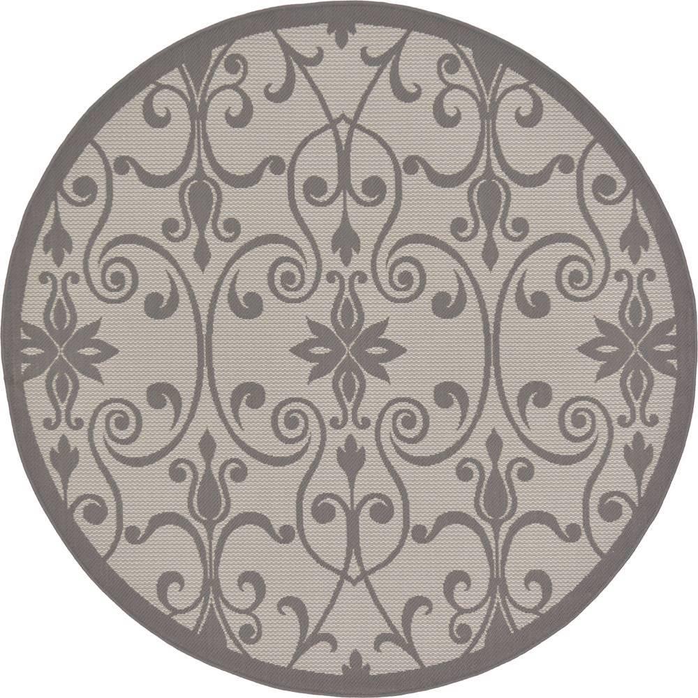 Unique Loom Outdoor Gate Gray 6 0 X 6 0 Round Rug 3126593 The