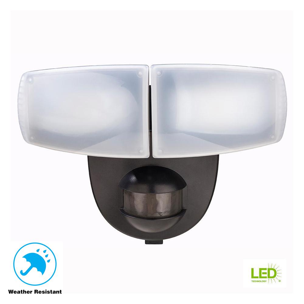 Defiant 180 Degree Black Motion Activated Outdoor Integrated LED Twin