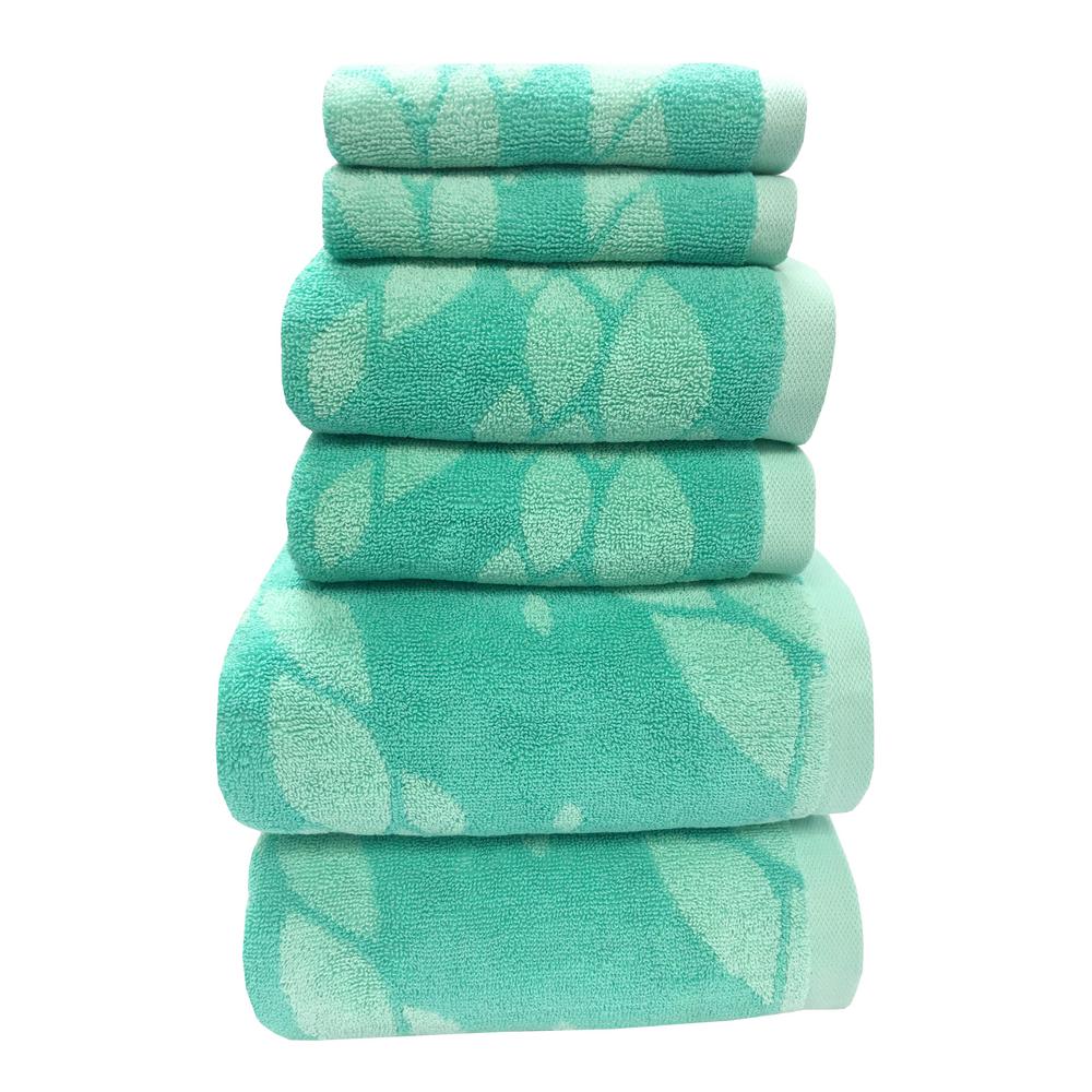 Sttelli Ripple 6 Piece 100 Cotton Bath Towel Set In Aqua RIT 256 AQU   Aqua Sttelli Bath Towels Rit 256 Aqu 64 1000 