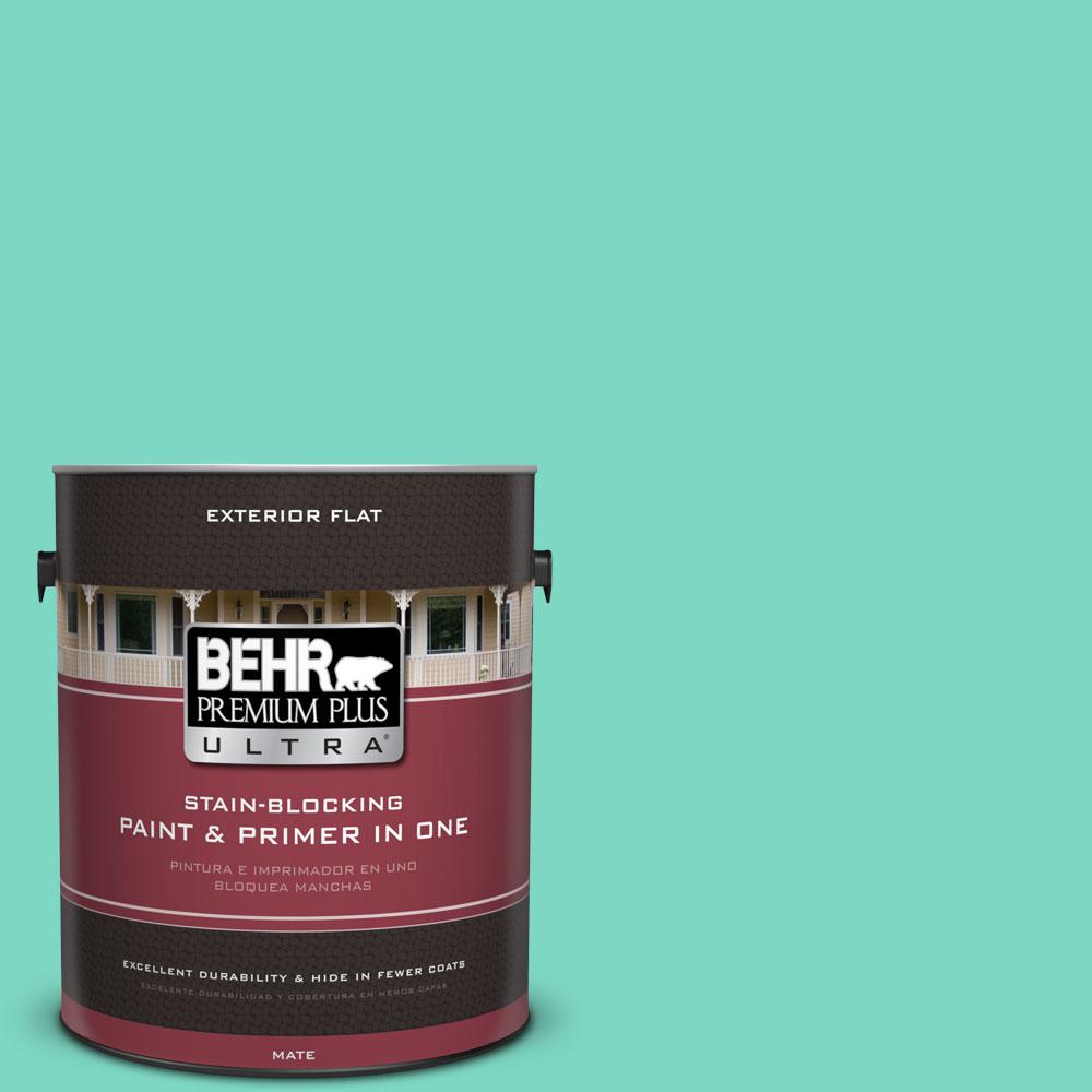 BEHR Premium Plus Ultra 1gal. 480A3 Mint Majesty Flat Exterior Paint