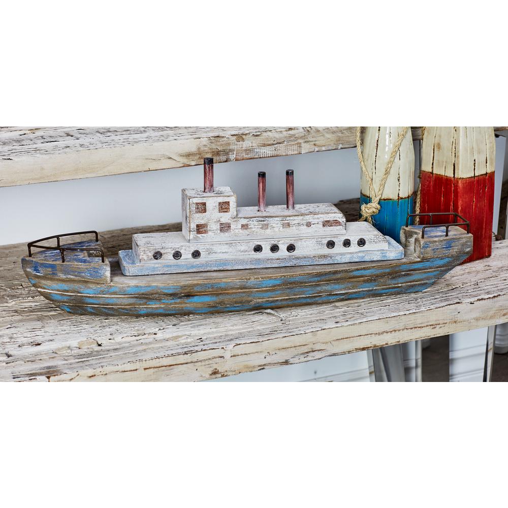 Passenger Boat Wood Sculpture