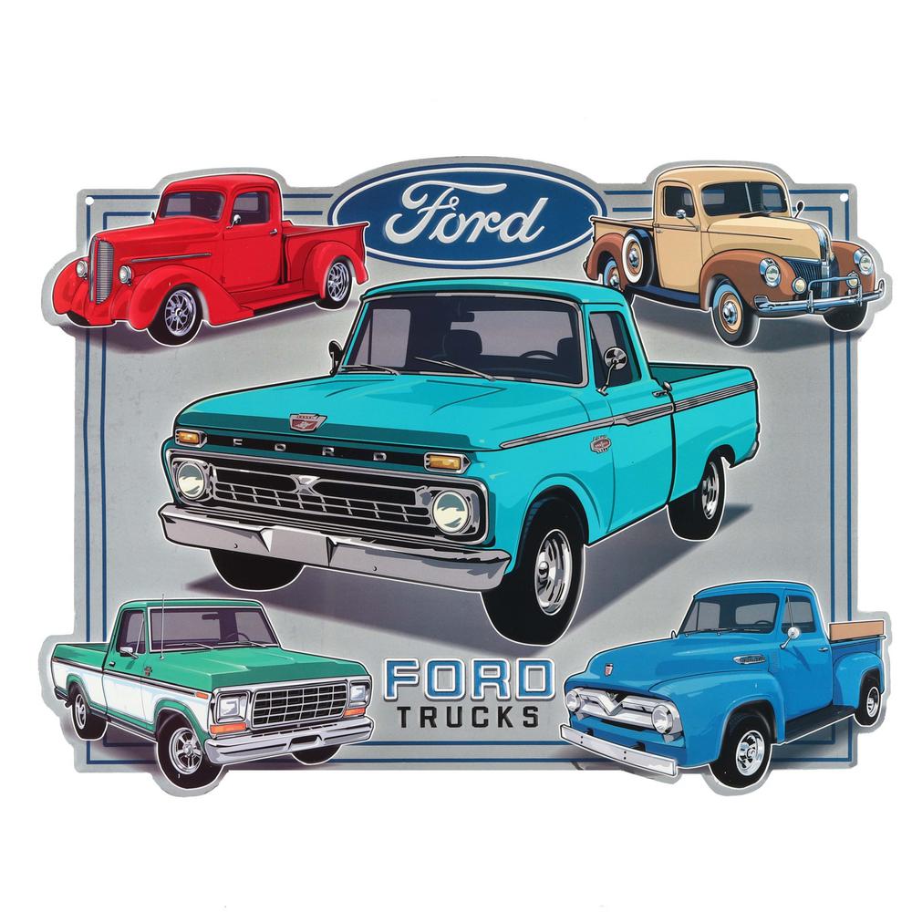 Ford Vintage Trucks Embossed Metal Decorative Sign 90153576