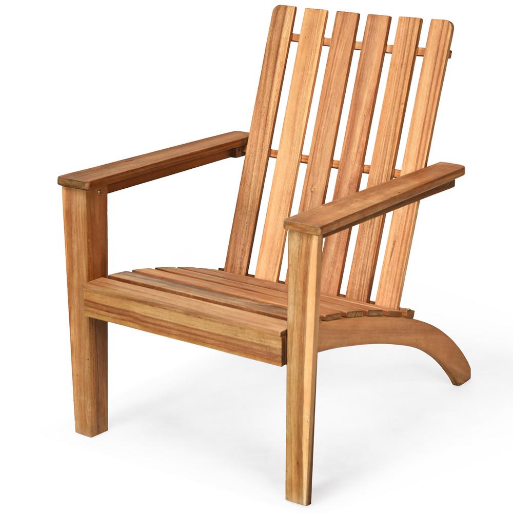 Costway Brown Adirondack Chair Lounge Wood Outdoor Lounge Chair-OP70602