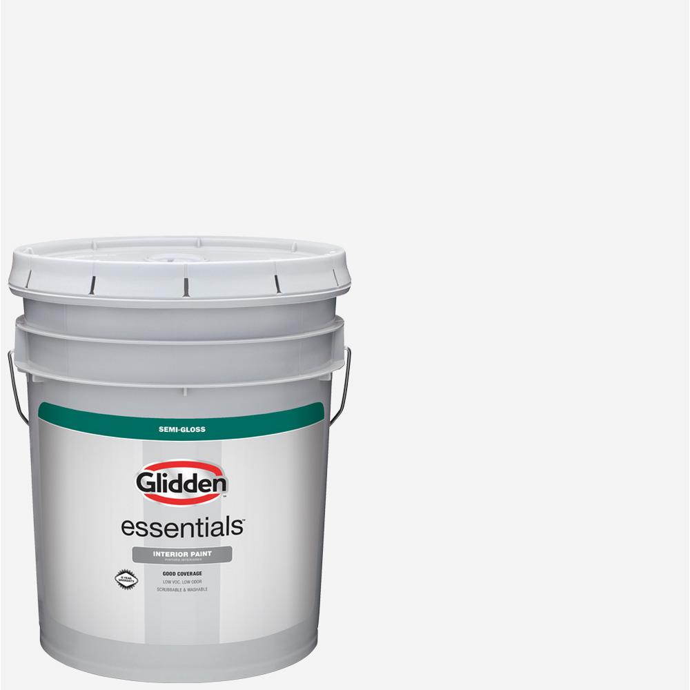 Glidden Essentials 5 Gal White Semi Gloss Interior Paint Gle 3000 05 The Home Depot
