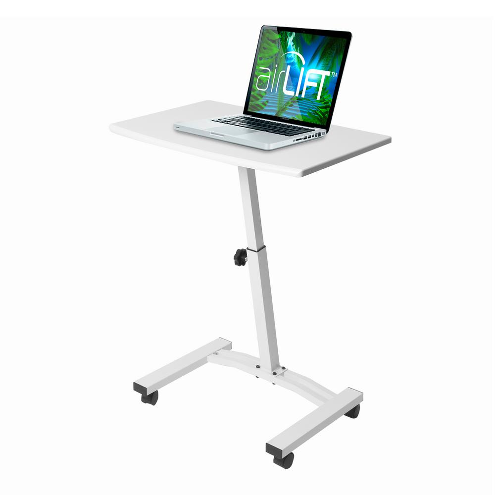 Airlift White Mobile Laptop Computer Desk Cart With Adjule Height Range 20 5 In To 33