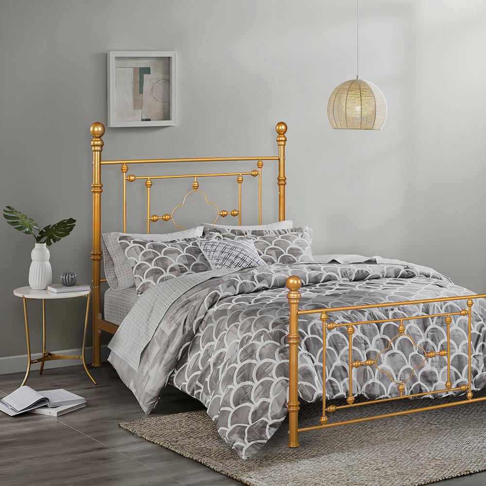 Furniturer Gold Twin Size Standard Metal Bed Rayjon Twin Gold The Home Depot