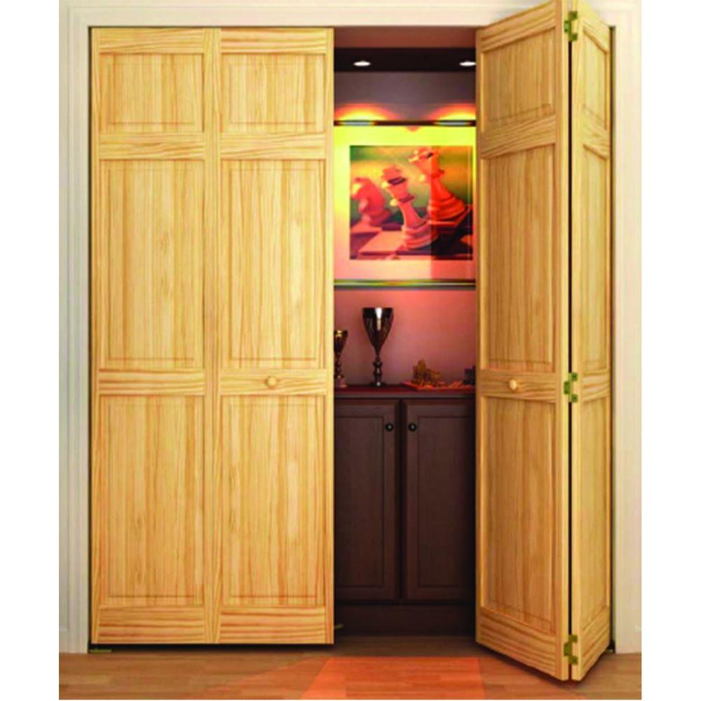 Kimberly Bay 30 In X 80 In 30 In Clear 6 Panel Solid Core Unfinished Wood Interior Closet Bi Fold Door