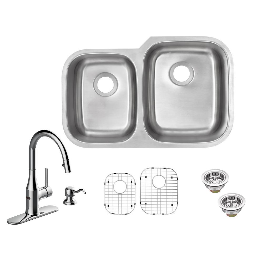 Glacier Bay AllinOne Undermount 16Gauge Stainless Steel 32 in. 40/60