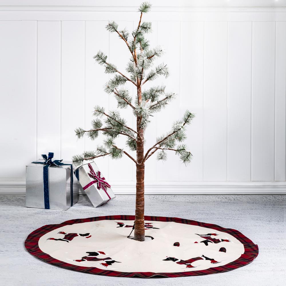 Glitzhome 48 In D Fabric Christmas Tree Skirt Dachshund