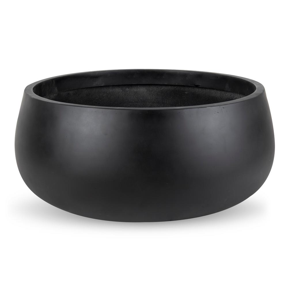 Vasesource Vale 21.5 in. Dia Black Marine Grade Fiberglass PotVALE24BL