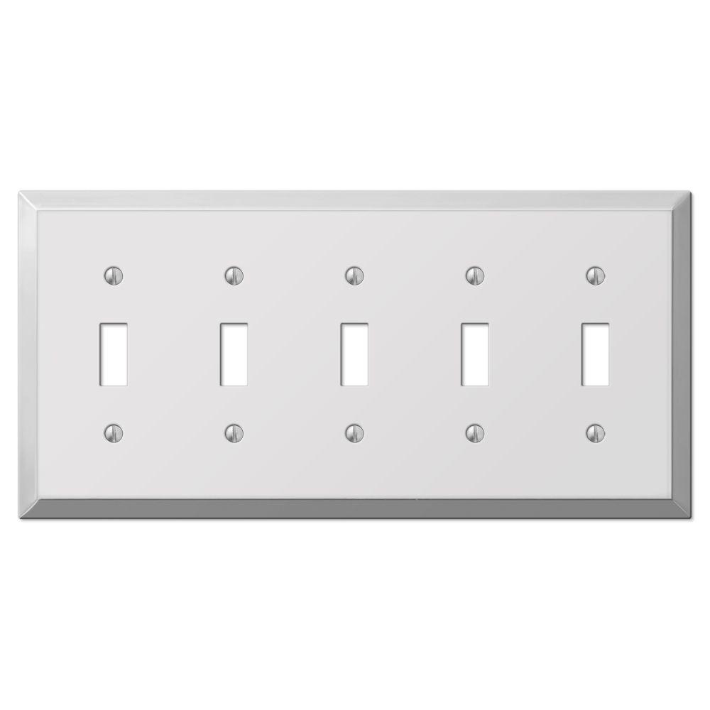 Amerelle Metallic Steel 5 Toggle Wall Plate Polished Chrome Amerelle Metallic Steel 5 Toggle Wall Plate Polished Chrome
