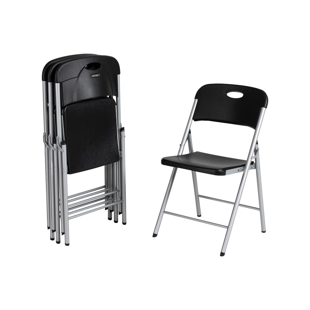 Lifetime Black Resin Outdoor Safe Folding Chair (4-Pack)-80868 - The Home Depot