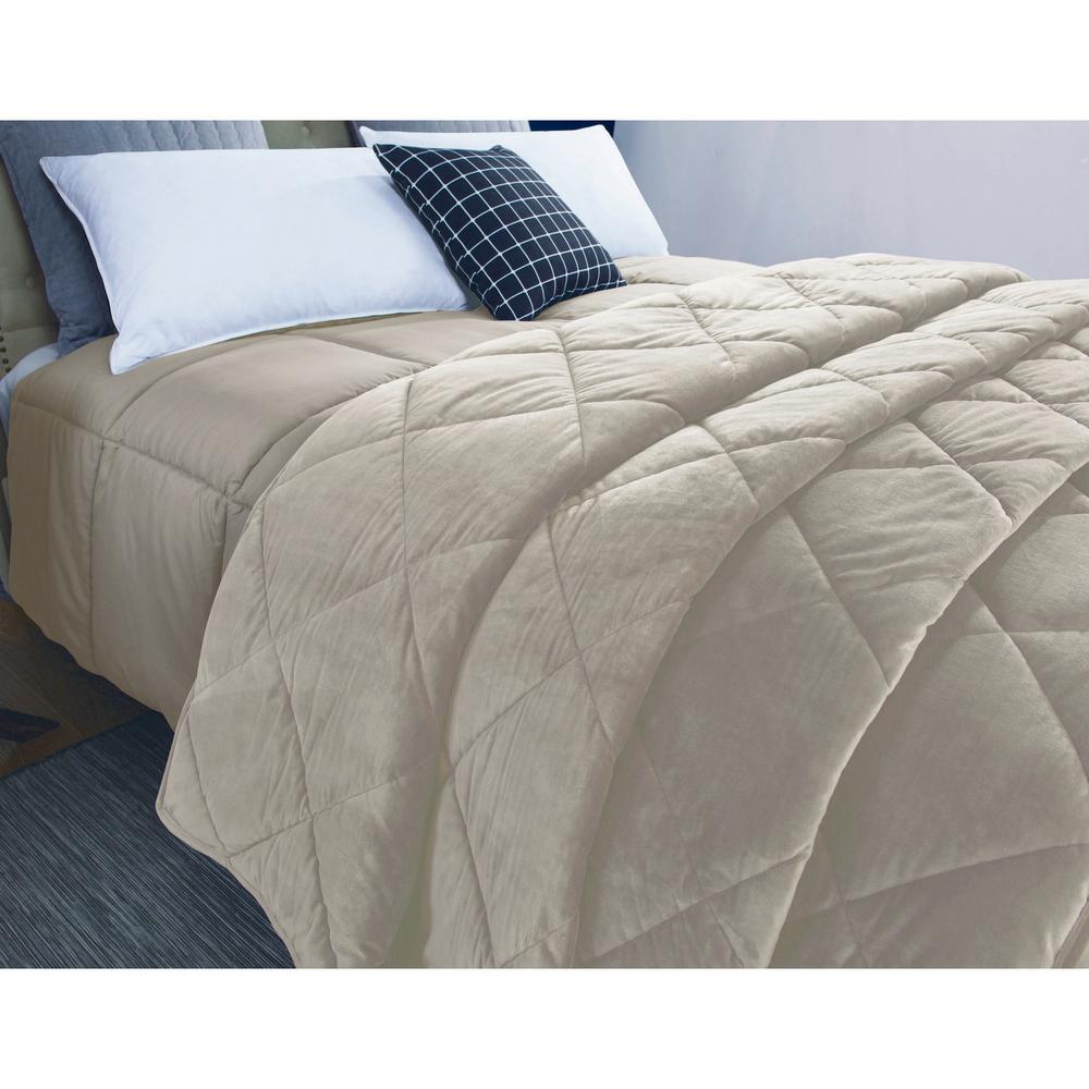 St James Home Microfiber Twin Tan Comforter And Velvet Blanket