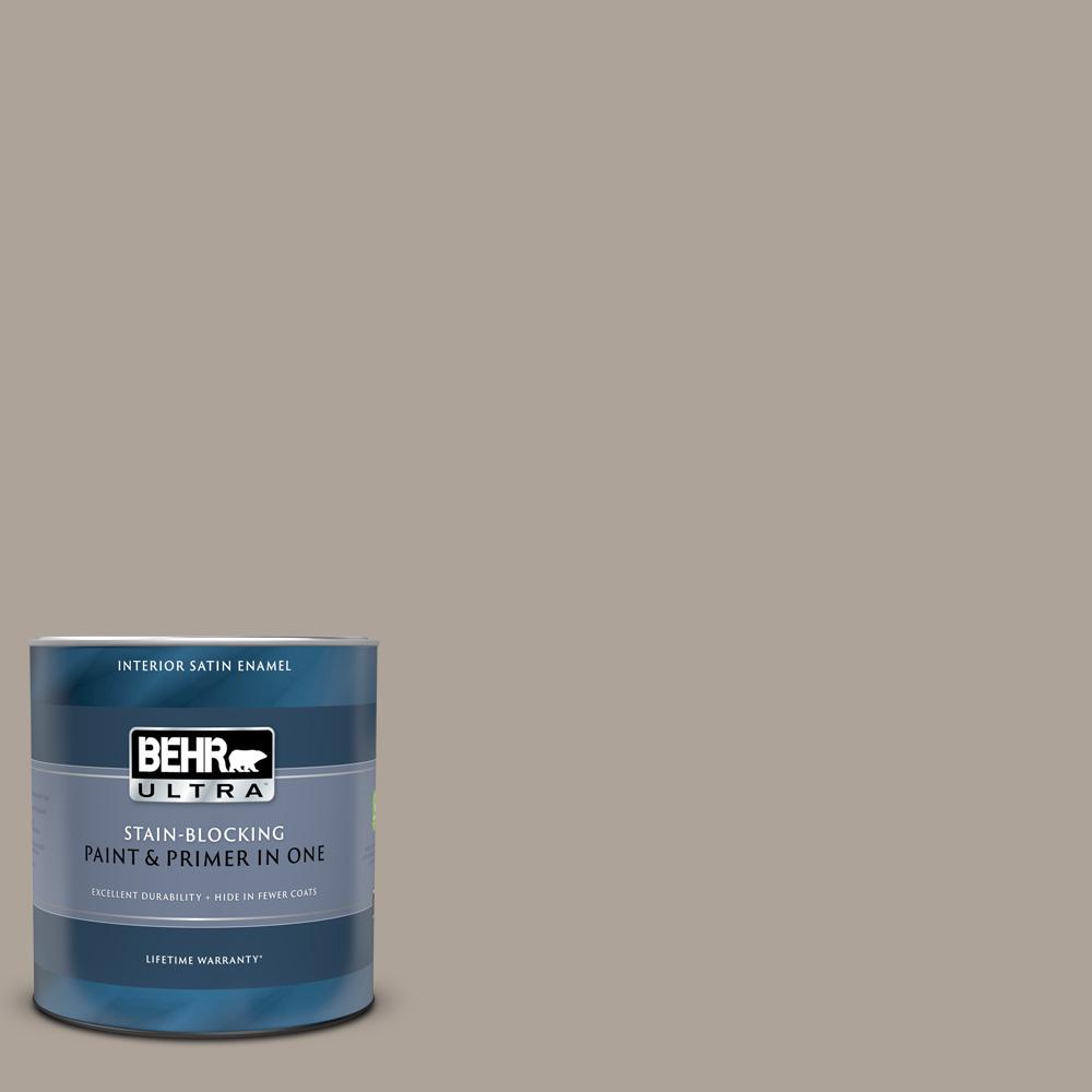 BEHR ULTRA 1 qt. #MQ2-56 Abbey Stone Satin Enamel Interior Paint and ...