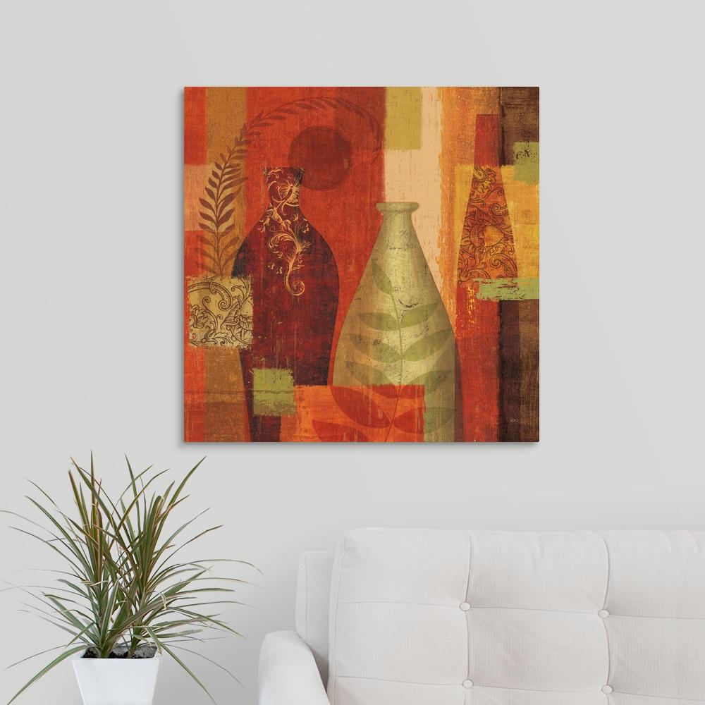 Mosaic Vases Ii By Veronique Charron Canvas Wall Art