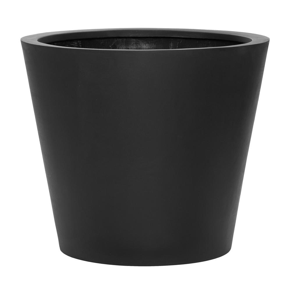 PotteryPots Bucket Medium 20 In. Tall Black Fiberstone Indoor Outdoor ...