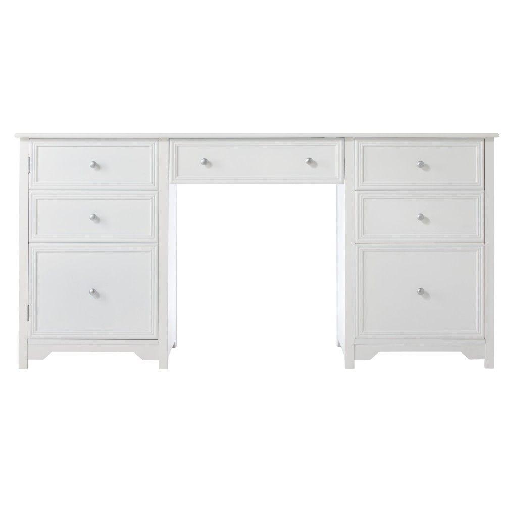 South Shore Artwork Straight Desk With Drawers Desk In Pure White