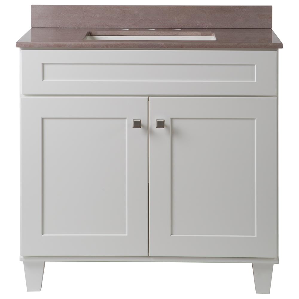 Ronbow Essentials Shaker 36 in. W Vanity in White with Quartz Vanity