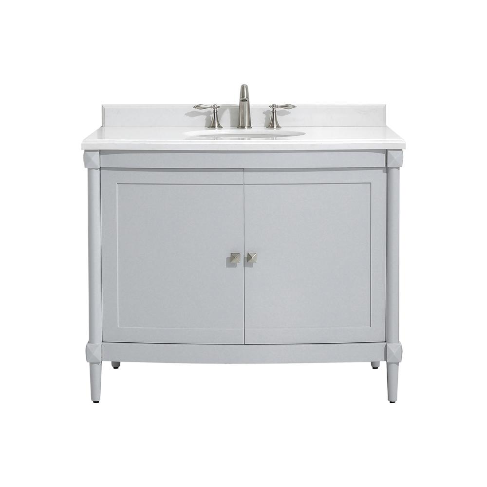 Parkcrest 42 in. W x 22 in. D Bath vanity in Dove Grey with Marble Vanity Top in White with White Sink