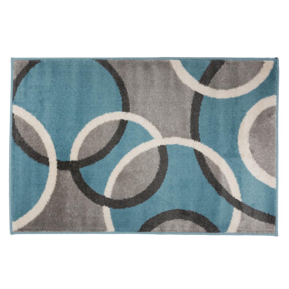 World Rug Gallery Modern Abstract Circles Blue 2 ft. x 3 ft. Indoor ...