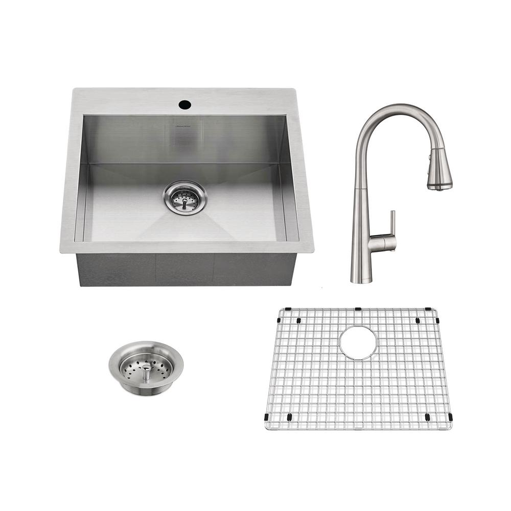 American Standard Edgewater All In One Undermount Stainless Steel 25 In 1 Hole Single Bowl Kitchen Sink With Faucet In Stainless Steel