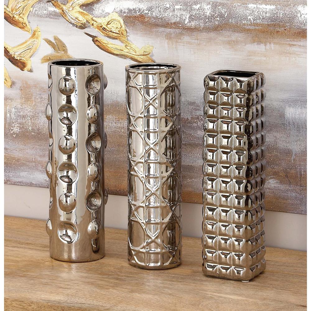 Litton Lane 12 In Patterned Metallic Ceramic Decorative Vases