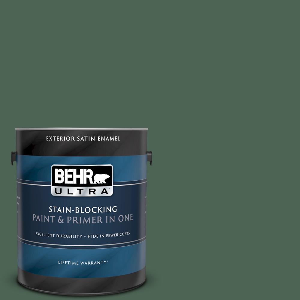 Behr Ultra 1 Gal Home Decorators Collection Hdc Wr15 11 Deep Emerald Satin Enamel Exterior Paint Primer