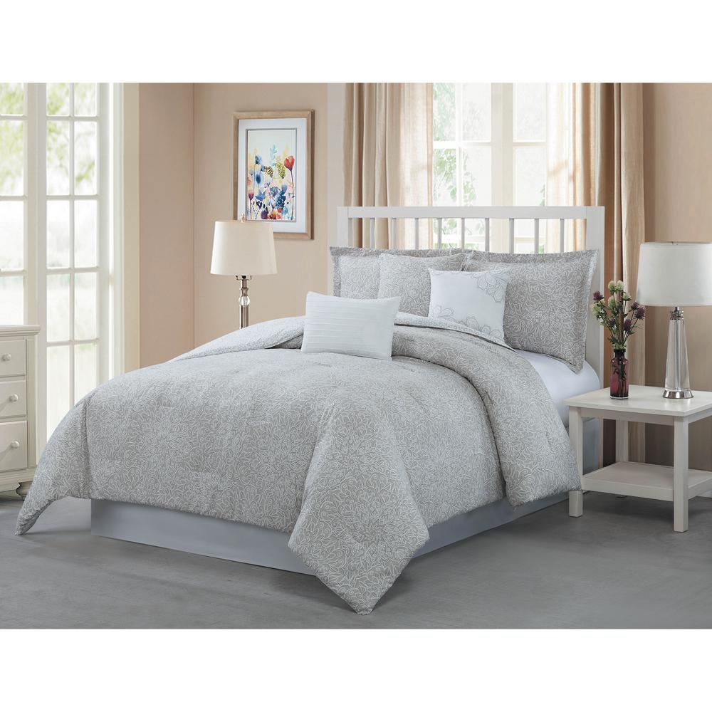 Napoli 7Piece Taupe/White Queen Reversible Comforter SetYMZ007852
