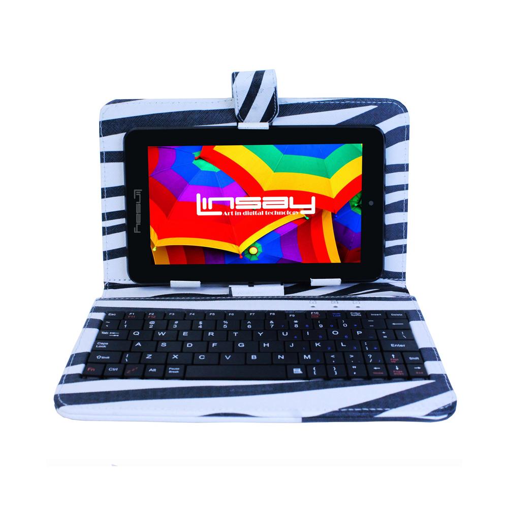 LINSAY 7 in. 2GB RAM 16GB Android 9.0 Pie Quad Core Tablet with Zebra Style Keyboard was $149.99 now $59.99 (60.0% off)