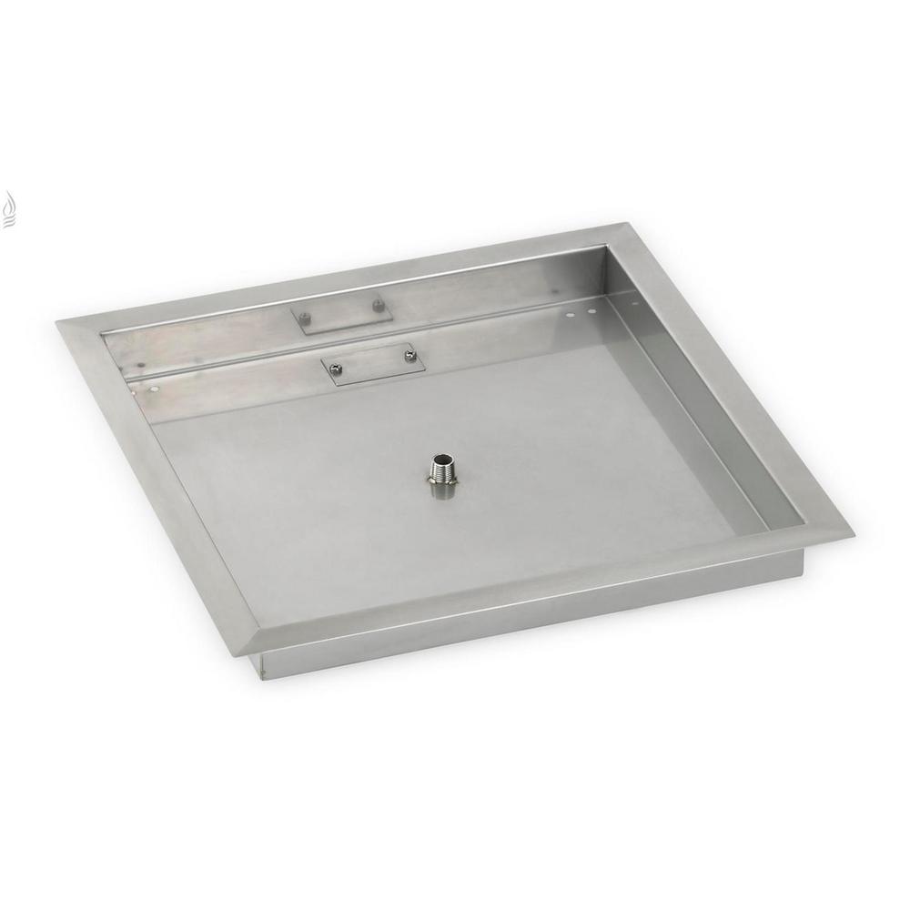 American Fire Glass 18 In Sq Stainless Steel Drop Pit Pan Stainless Steel Drop In Fire Pit Pan 1 2