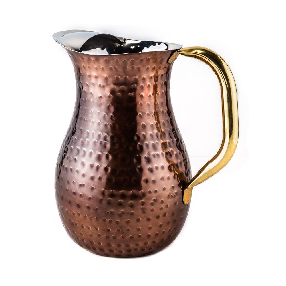 Old Dutch 2 25 Qt Decor Antique Copper Hammered Water Pitcher Old Dutch 2 25 Qt Decor Antique Copper Hammered Water Pitcher Br Ice Guard And
