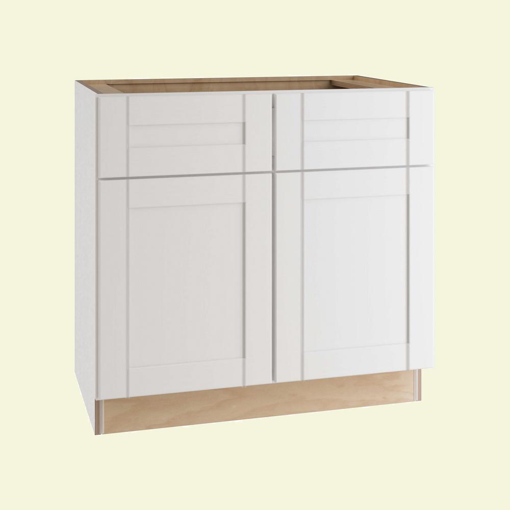 ALL WOOD CABINETRY LLC Express Assembled 36 in. x 34.5 in. x 24 in. Base Cabinet in Vesper White was $539.1 now $374.67 (31.0% off)
